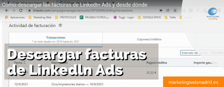 Cómo descargar las facturas de LinkedIn Ads